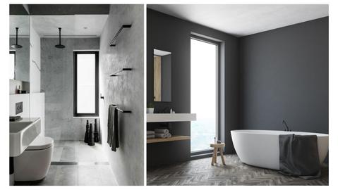 Exemple de salles de bain avec tons de gris et noir