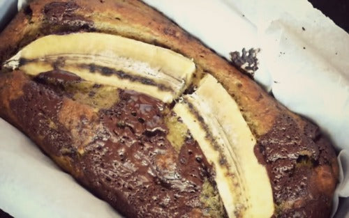 Vegan loaf of matcha choc chip banana bread is the perfect sweet dessert for family Thanksgiving dinner 