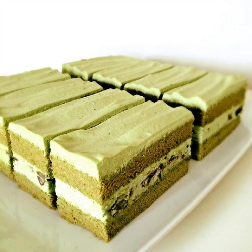 Delicious, light, fluffy matcha sponge cake layered with creamy smooth matcha mousse and filled with adzuki beans