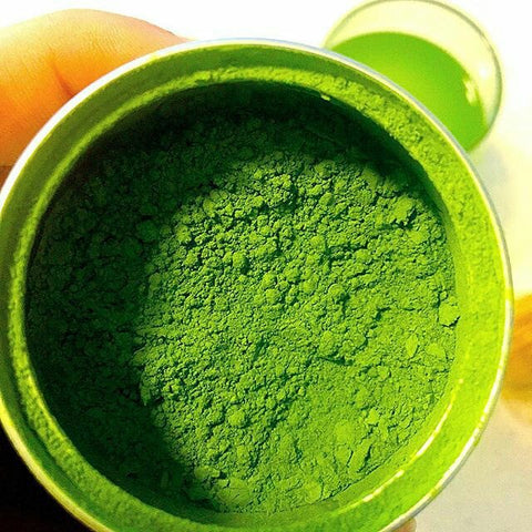 Matcha green tea powder made from young green tea leaves that are grind to fine powder