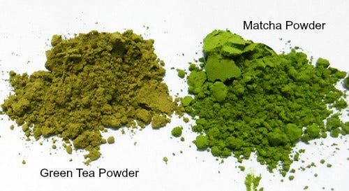 Comparison of matcha powder vs. low quality green tea powder by @kenkotea