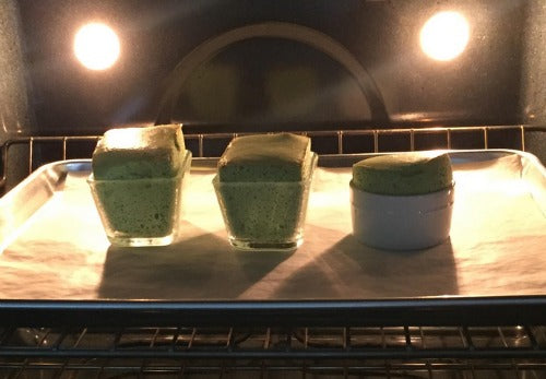 classic souffle recipe is twisted with a delightful hint of earthy matcha 