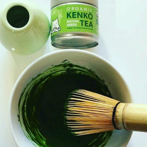 Matcha tea is made by whisking the powder into hot water until foam formed