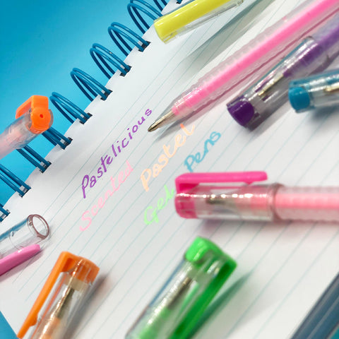 Tinc scented pastel markers and examples of writing