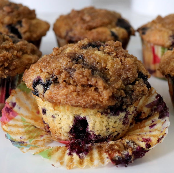 Blueberry Applesauce Muffins with Crumble Topping