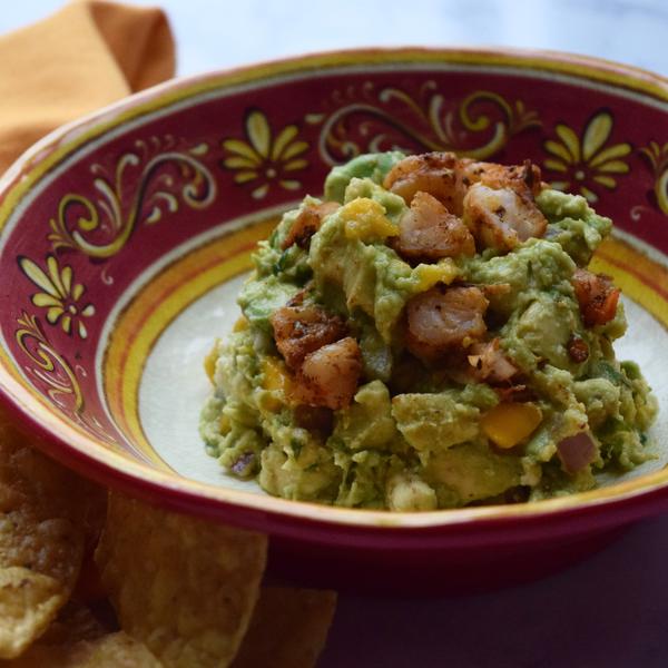 mango-guacamole-blackened shrimp