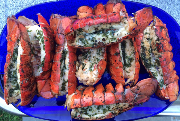 Grilled lobster tails with herb butter
