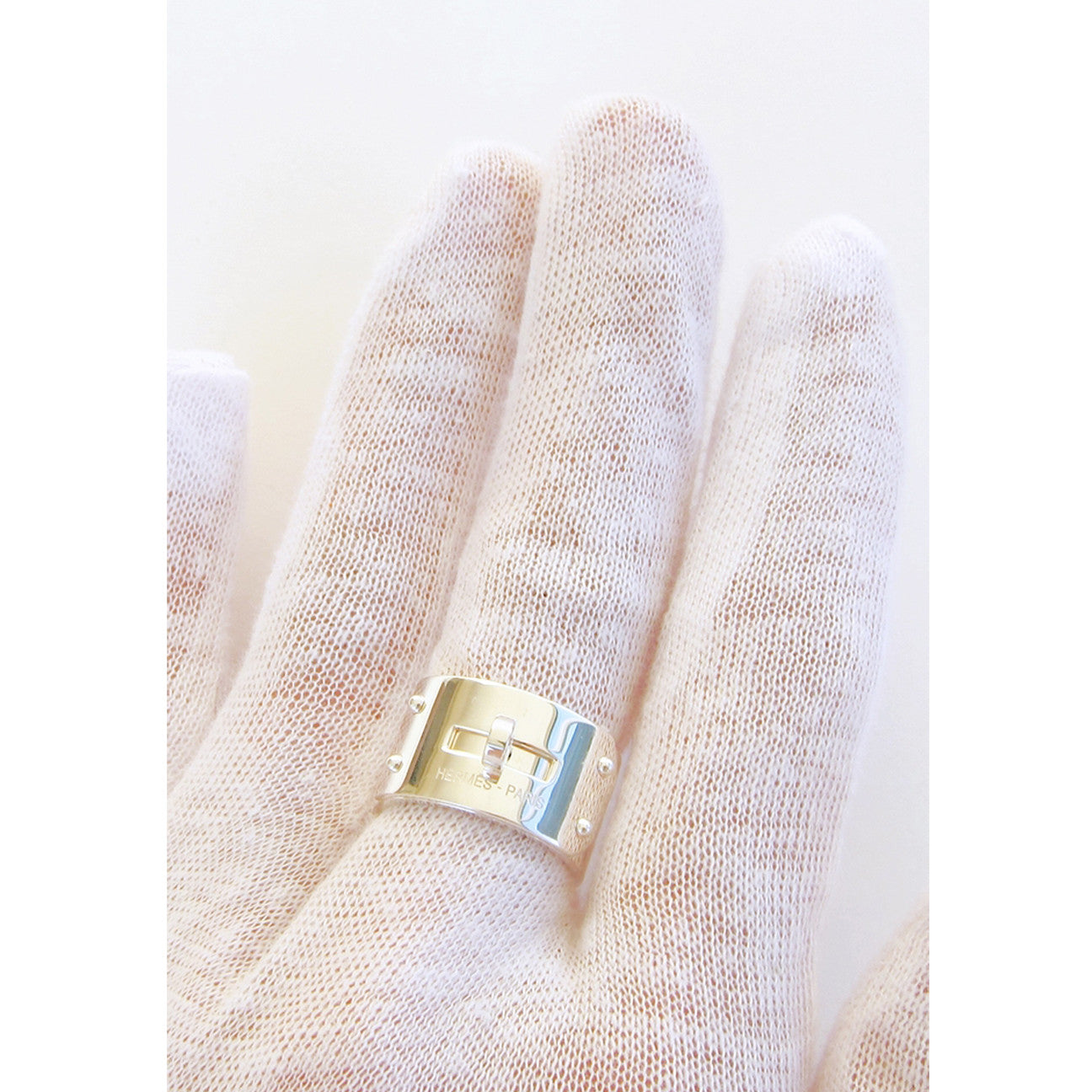 Hermes Ring Solid Silver Kelly Ring GM 54 or 7 Chic - Chicjoy