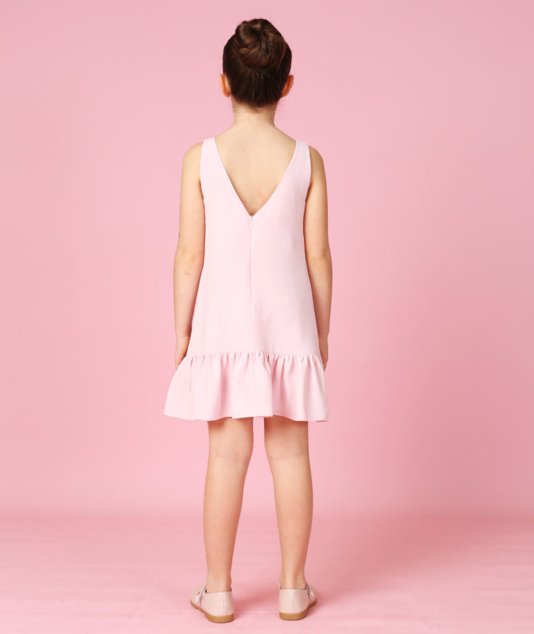 pink crepe dress