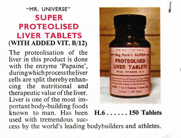 Picture of Reg Park Liver Tablets (from the Golden era Bookworm collection)