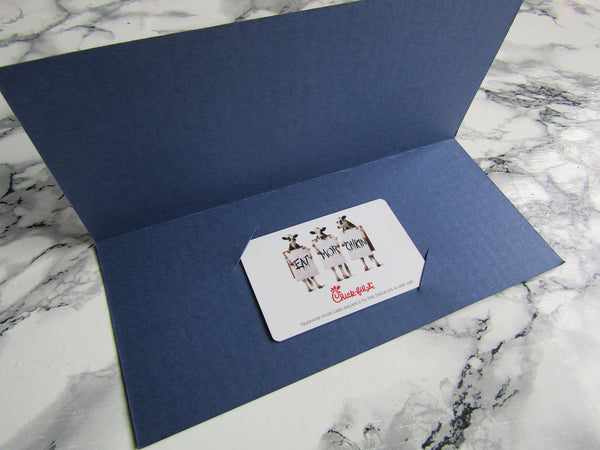Letterpress gift navy blue card holders by Nancy Reed Design and printed by inviting in Austin Texas.