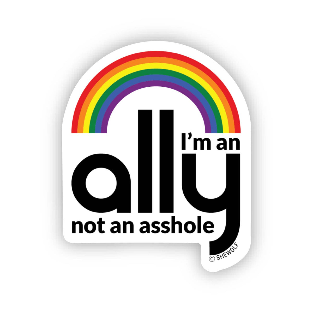 Ally Not Asshole Sticker Lgbtqia Pride Rainbow Decal – Inbooze