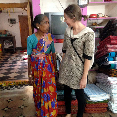 The grandmother of a hand loom weaver.