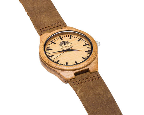 Featuring a lightweight bamboo case, quartz movement, and raw oil stained, brown leather wristband, this Bamboo Watch from Root is a stylish Valentine's Day clothing gift.