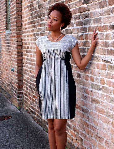 Fair trade and ethical black and white shift dress.