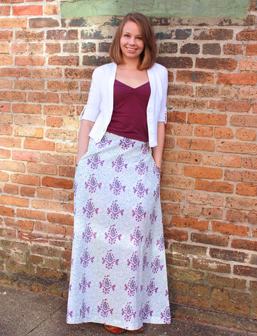 Fair trade and ethical floral maxi skirt.