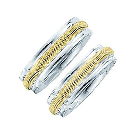 6mm 14kt Two Tone Mesh Comfort Fit Wedding Band