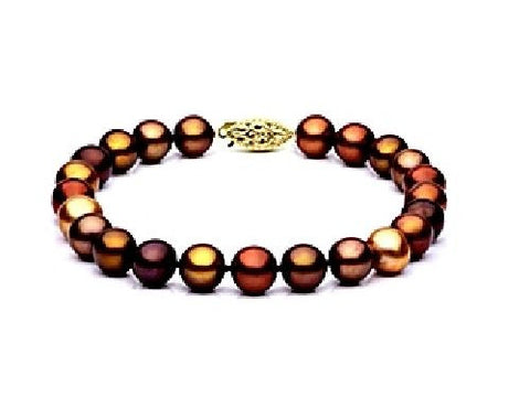 7-7.5mm Multi Chocolate Freshwater Pearl Bracelet AAA