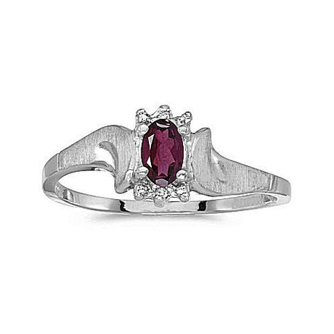 14ktWhiteGold5/3mmOvalRhodoliteandDiamondRing