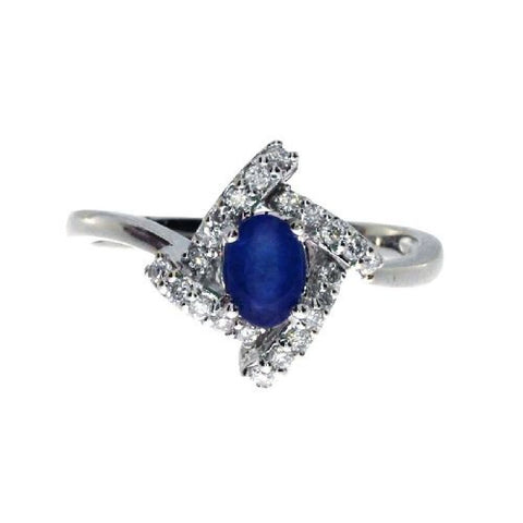14k White Gold Diamond and Oval Sapphire Fashion Ring 0.59ct*