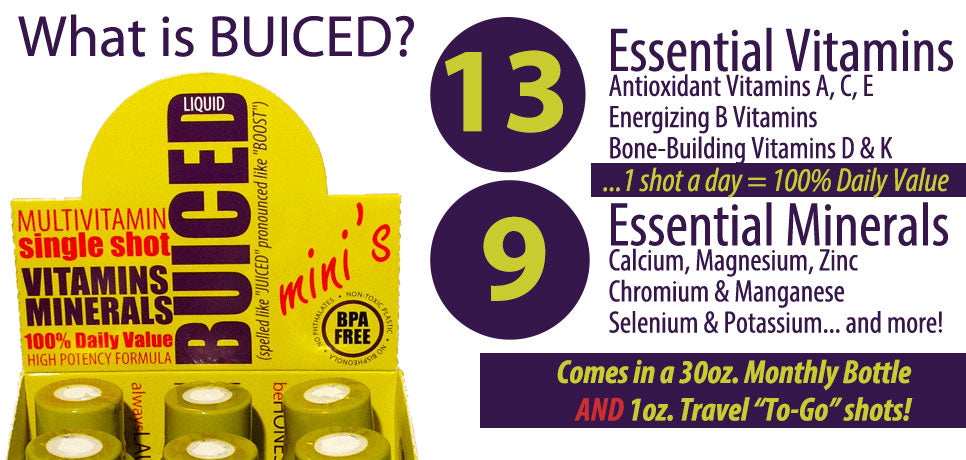 What is BUICED Liquid Multivitamin and does it have 100% daily value of all vitamins