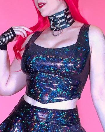 Black Sparkle Holographic Top