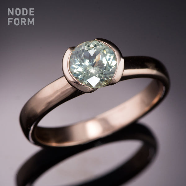 Portuguese Cut Green Montana Sapphire Rose Gold Engagement Ring