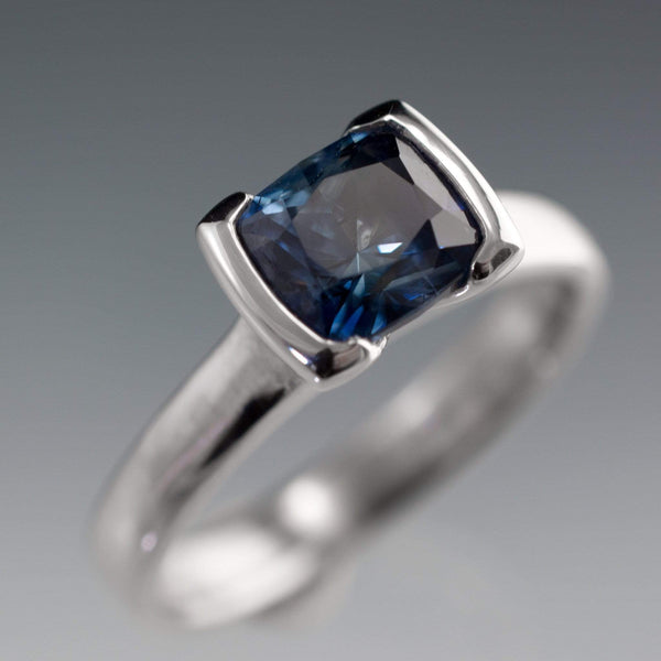 Blue Columbian Cushion Sapphire engagement ring