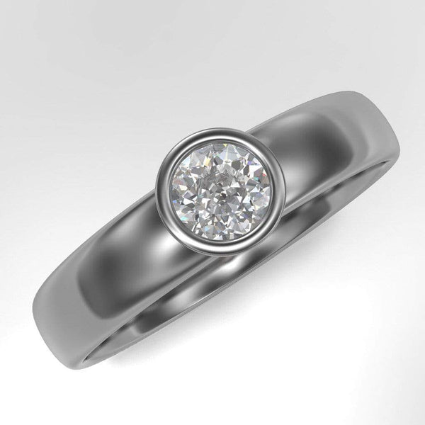 Round Diamond Modern Low Profile Bezel Set Engagement Ring