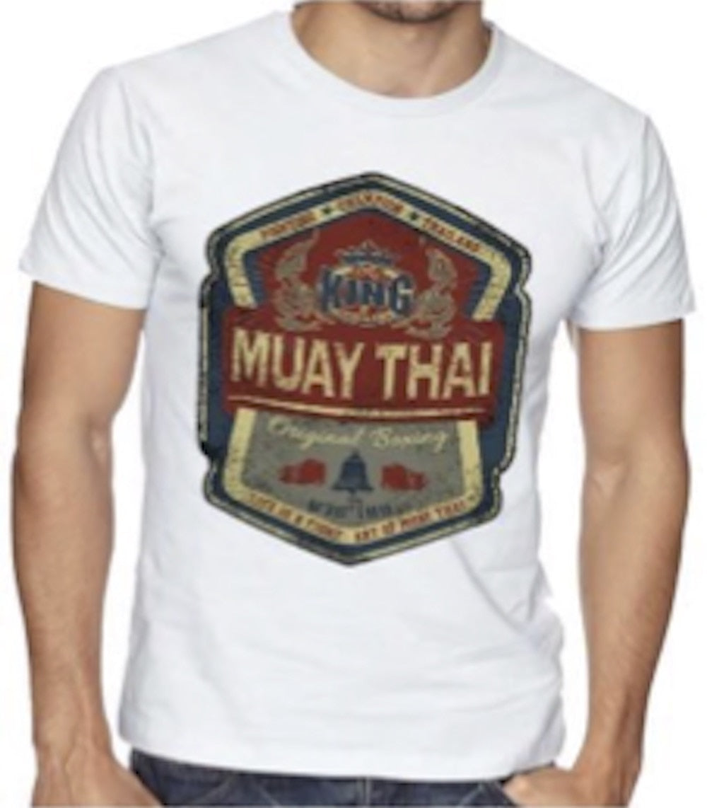 MUAY THAI Mens T-Shirt S-3XL Ringer MMA Kick Boxing Training Top 