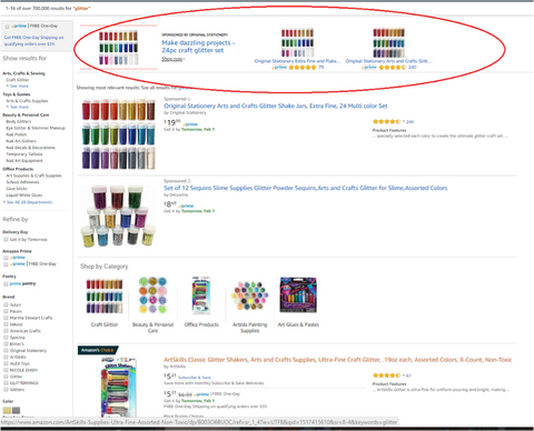 The Differences Between Amazon's Sponsored Product, Headline Search & Product Display Ads listing example headline ad