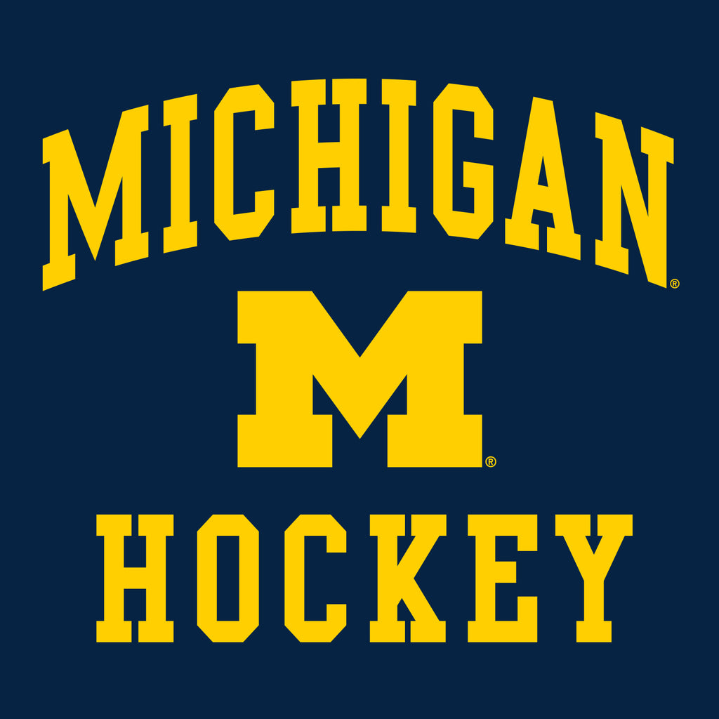 University of Michigan Wolverines Arch Logo Hockey Long Sleeve - Navy