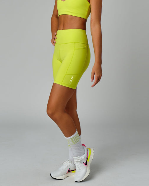 Rep Mid Length Bike Short Small Logo - Fluro Lime