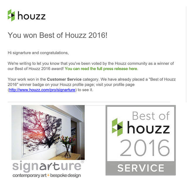 Signarture awarded Best of Houzz 2016