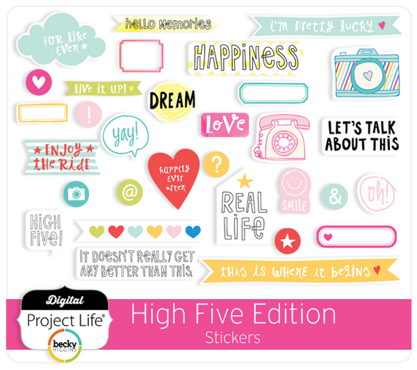 Digital Project Life High Five Edition Scrapbook Stickers