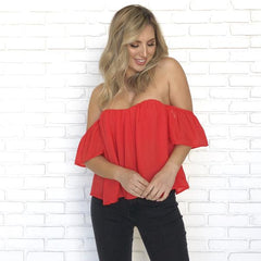 Soft Red Off Shoulder Blouse