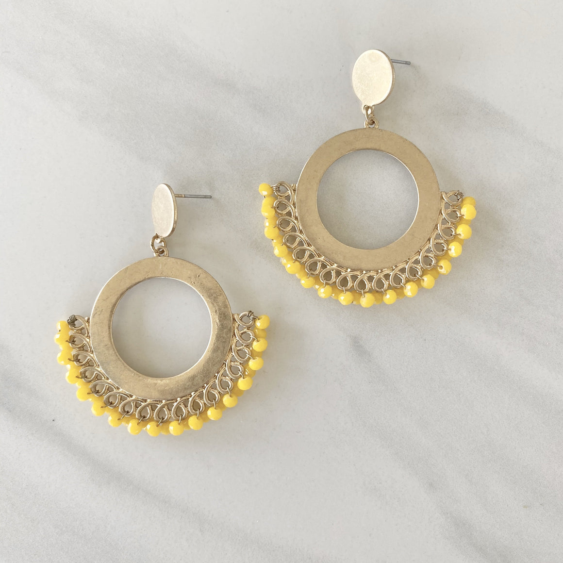 Royal Touch Yellow Beaded Gold Earrings - mitchfarmerjunejam