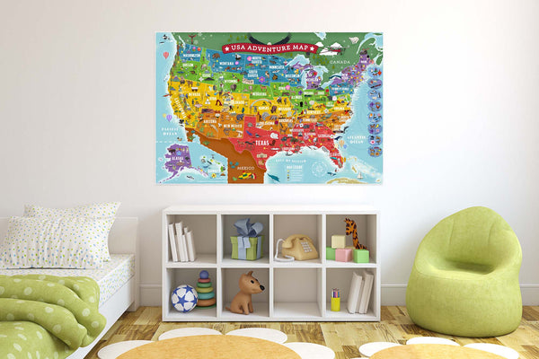 Designer decoration Poster.America Wildlife Game US.Map.Room Decor print.q512