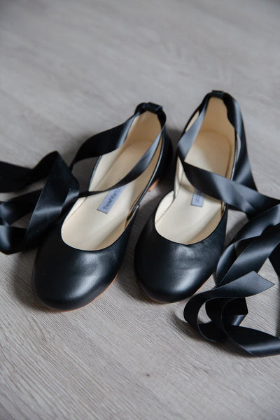 Schwarze Ballerinas Mit Satinbandern Nachhaltig Black Noni