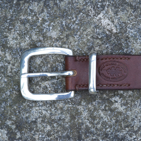 Solid Silver Buckle Belt Collection - Leaf Leather