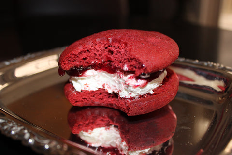 red velvet flavored whoopie pie by cape whoopies