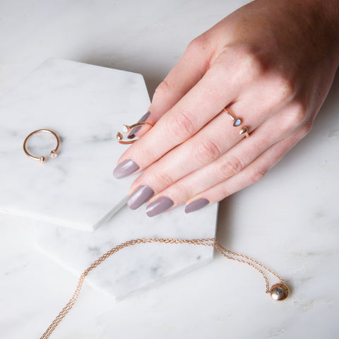 rose gold adjustable rings with stunning stones for ethical fashion
