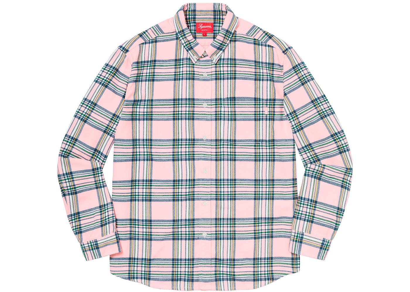 SUPREME Tartan Flannel Shirt Pale Pink-