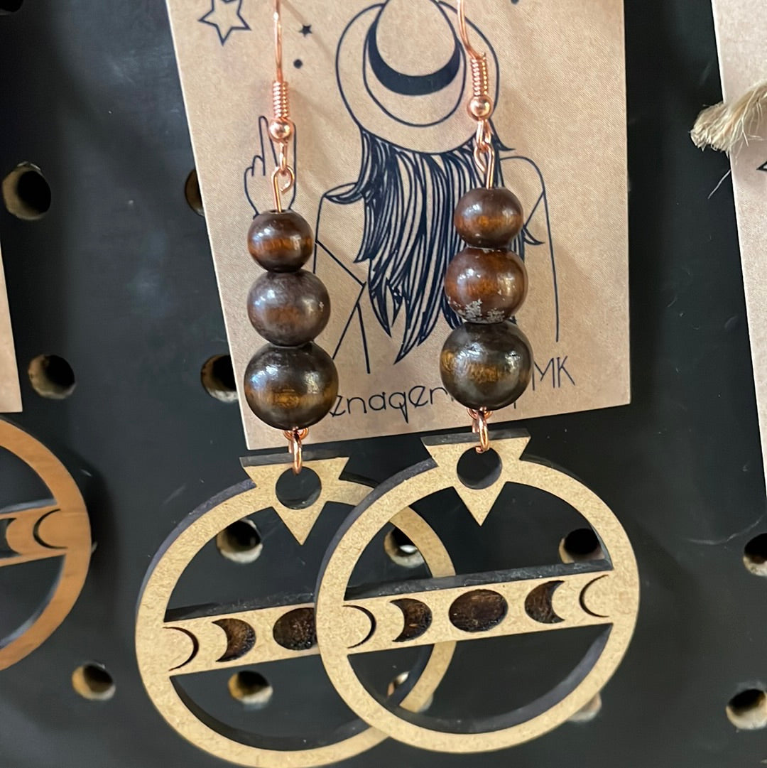 BEADED MOON PHASE EARRINGS