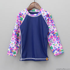 Navy Blue Flowery Swimsuit