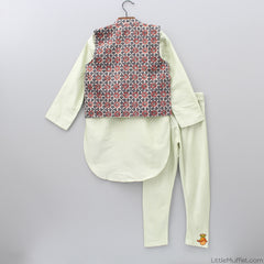 Pre Order: Pista Kurta Pyjama With Jacket
