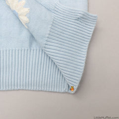 Floral Embroidered Blue Sweater