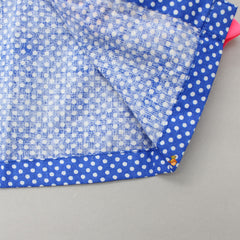 Blue Polka Frill Top
