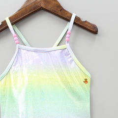 Multicolour Shiny Swimwear With Cap