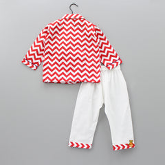 Red And White Zig Zag Print Sleepwear